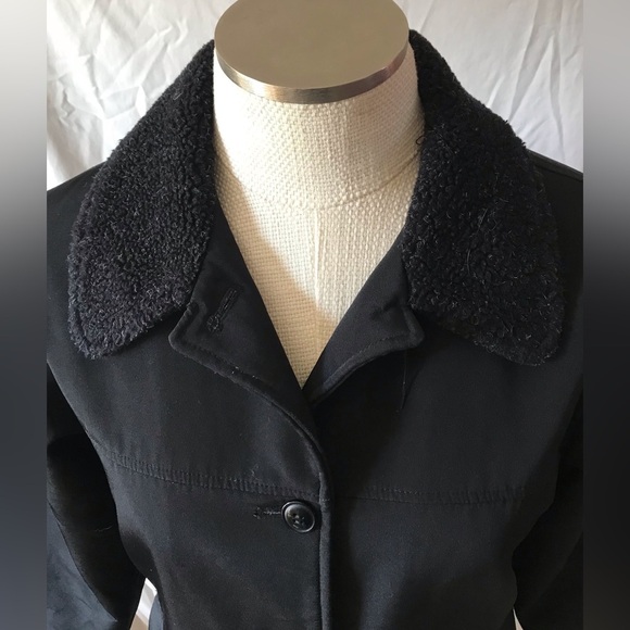 Port Authority Button Coat with Black Sherpa Collar Size 8 - Picture 5 of 8